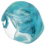 14 mm irregular faceted round bead, translucent resin - Marbled turquoise