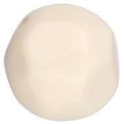 14 mm round irregular faceted beads in opaque resin - Ecru x1