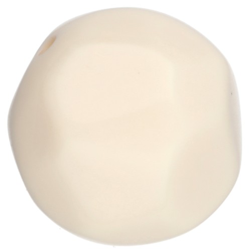 14 mm round irregular faceted beads in opaque resin - Ecru x1