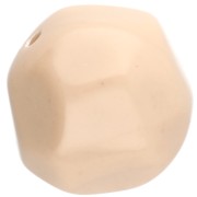14 mm round irregular faceted beads in opaque resin - Beige x1