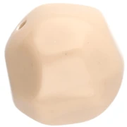 14 mm round irregular faceted beads in opaque resin - Beige x1