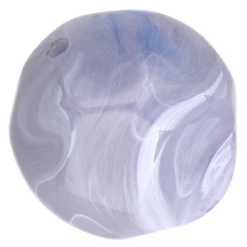 14 mm irregular round faceted beads in opaque resin - Marbled glacier grey