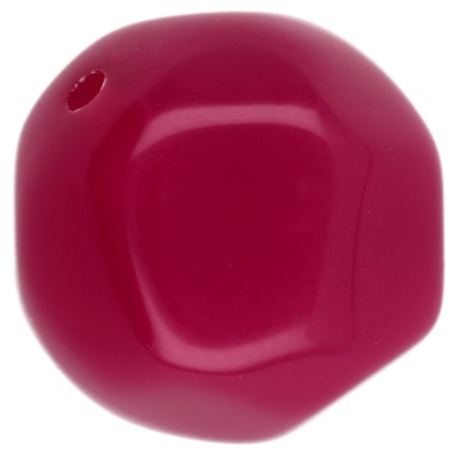 14 mm irregular round faceted beads in translucent resin - Fuchsia x1