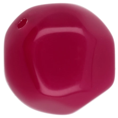 14 mm irregularly shaped faceted round bead made of translucent resin - Fuchsia x1