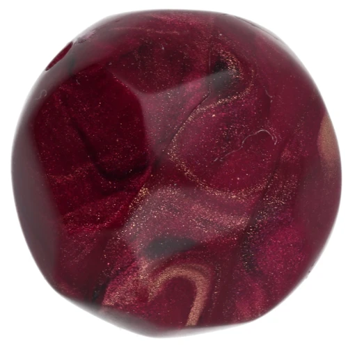14 mm irregular round faceted bead made of opaque resin - Marbled Burgundy x1