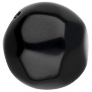 14 mm round irregular faceted opaque resin beads - Black x1