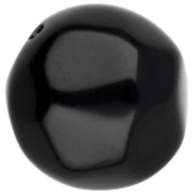 14 mm round irregular faceted opaque resin beads - Black x1