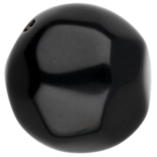 14 mm irregular round faceted bead made of opaque resin - Black x1