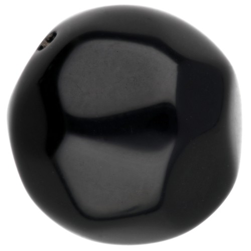 14 mm round irregular faceted opaque resin beads - Black x1