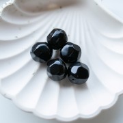14 mm round irregular faceted opaque resin beads - Black x1