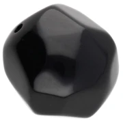 Round irregular faceted resin beads 16 mm Black x1