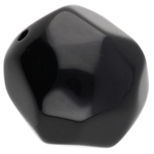 16 mm irregular round faceted bead made of opaque resin - Black x1