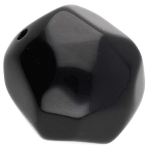 Round irregular faceted resin beads 16 mm Black x1