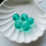 Round irregular faceted resin beads 16 mm Aqua transparent x1