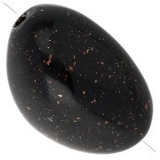 Irregular nugget beads 13.5x9 mm in opaque resin - Black with gold glitter x8