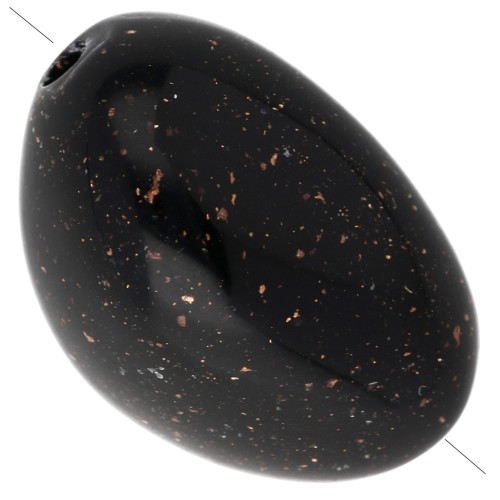 Irregular nugget beads 13.5x9 mm in opaque resin - Black with gold glitter x8