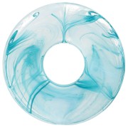 Transparent - 21 mm resin doughnut pendant - Transparent - Turquoise marbled x1 21 mm resin doughnut pendant - Transparent - Turquoise marbled x1