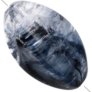 4-sided olive bead 27x17 mm crackle effect in translucent resin - Blue - Black x1
