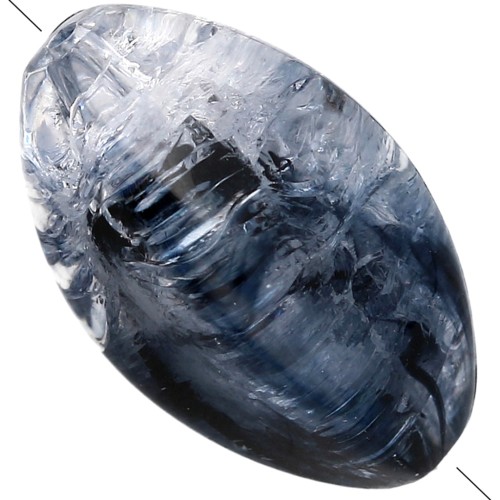 4-sided olive bead 27x17 mm crackle effect in translucent resin - Blue - Black x1