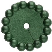 Rondelle beads 15 mm with small balls in opaque resin - Dark green pearl x6