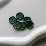 Rondelle beads 15 mm with small balls in opaque resin - Dark green pearl x6