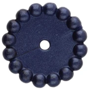 Rondelle beads 15 mm with small balls in opaque resin - Dark blue pearl x6