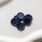 Rondelle beads 15 mm with small balls in opaque resin - Dark blue pearl x6