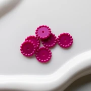 Rondelle beads 15 mm with small balls in opaque resin - Dark magenta x6