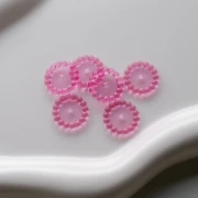 Rondelle beads 15 mm with small transparent resin balls - Pink x6