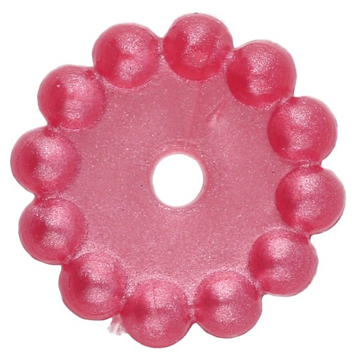Rondelle beads 10 mm with small balls in opaque resin - Pearly raspberry x10