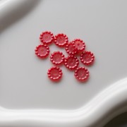 Rondelle beads 10 mm with small balls in opaque resin - Pearly raspberry x10