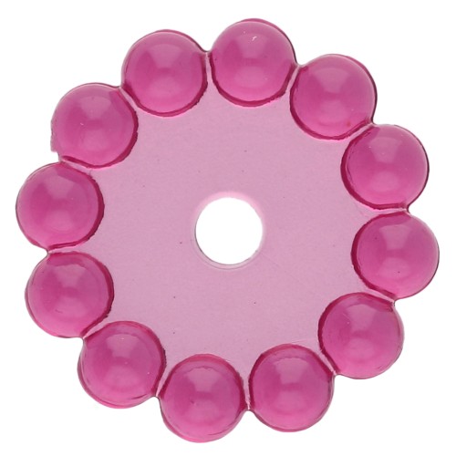 Rondelle beads 10 mm with small transparent resin balls - Fuchsia x10