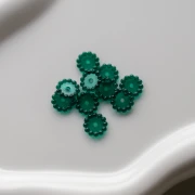 Rondelle beads 10 mm with small transparent resin balls - Dark green x10