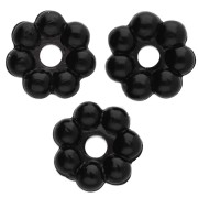 Rondelle beads flower 6 mm resin - Black x15