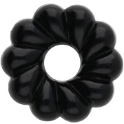 Rondelle beads 18 mm twisted effect in opaque resin - Black x4