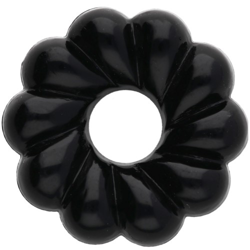 Rondelle beads 18 mm twisted effect in opaque resin - Black x4
