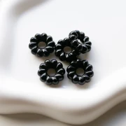 Rondelle beads 18 mm twisted effect in opaque resin - Black x4