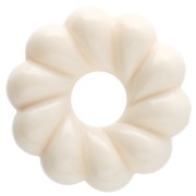 Rondelle beads 18 mm twisted effect in opaque resin - Ivory x4