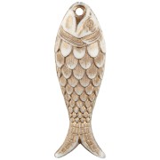 27x9 mm Resin Fish Pendant - Ivory Gold x1