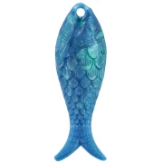 Fish pendant 27x9 mm in resin - Marbled Multi-blue x1