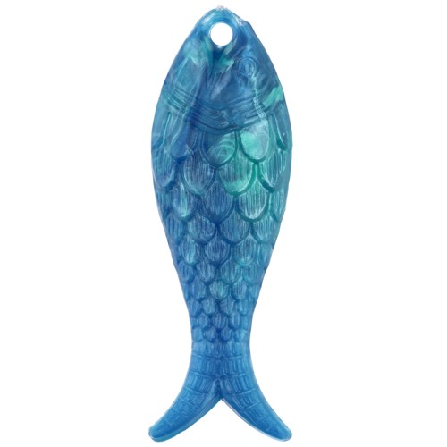 Fish pendant 27x9 mm in resin - Marbled Multi-blue x1