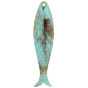 Fish pendant 48x11.5 mm in resin - Marbled turquoise x1