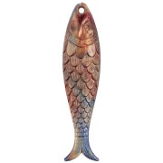 Fish pendant 48x11.5 mm in resin - Bronze - Multicolored marble x1
