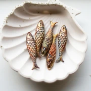 Fish pendant 48x11.5 mm in resin - Bronze - Multicolored marble x1