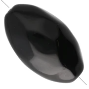 Hammered irregular olive bead 30x18 mm in opaque resin - Black x1