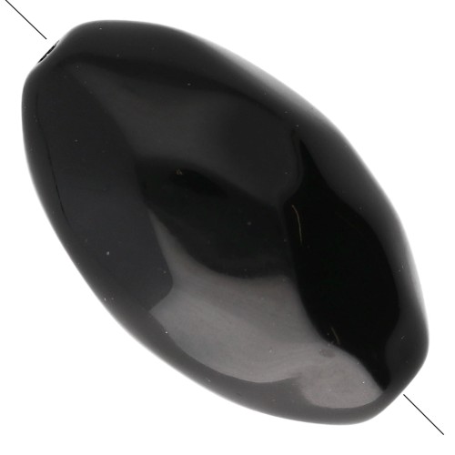 Hammered irregular olive bead 30x18 mm in opaque resin - Black x1
