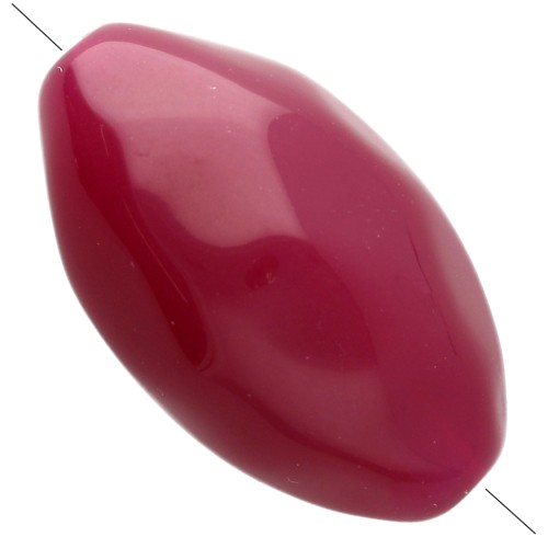 Hammered irregular olive bead 30x18 mm in translucent resin - Fuchsia x1