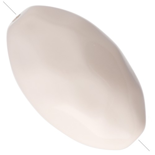 Hammered irregular olive bead 30x18 mm in opaque resin - Blanc de Lin x1