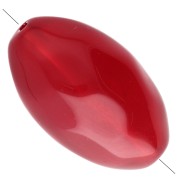 Hammered irregular olive bead 30x18 mm in transparent resin - Dark red x1