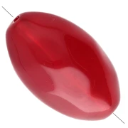Hammered irregular olive bead 30x18 mm in transparent resin - Dark red x1